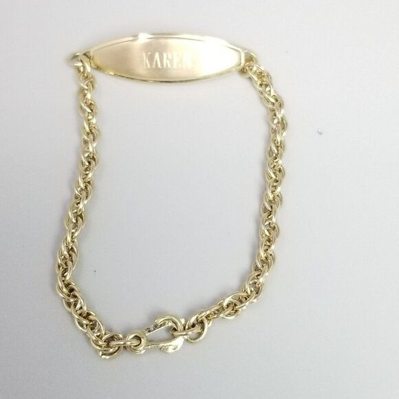 Vintage Speidel Engraved ID Bracelet, Karen Love, Steph, Gold Tone, 7 Inches - Picture 4 of 8